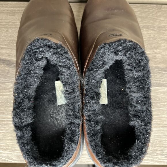 Merrell Encore Ice Smooth Brown Leather Mules Clogs Womens 9.5 Sherpa Lined - Picture 10 of 13